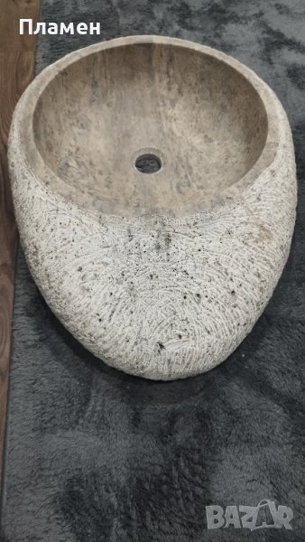 Каменна мивка от сив травертин, снимка 1