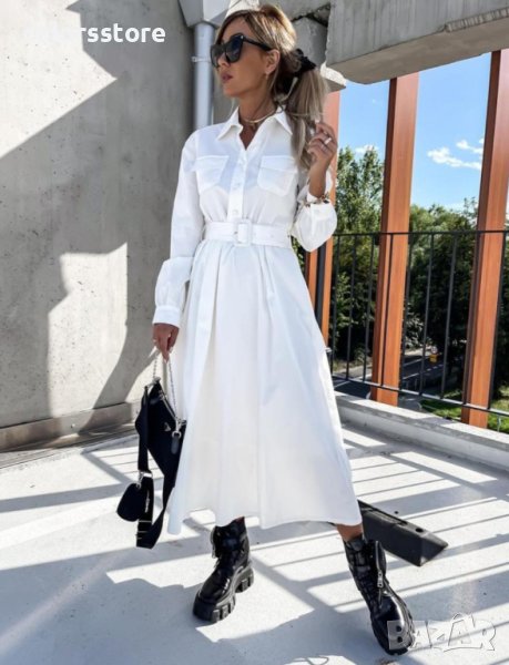 ДАМСКА РОКЛЯ С КОЛАН WHITE, снимка 1