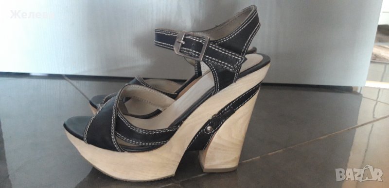 Дамски сандали с висок ток и платформа. Естествена кожа. Джиани, снимка 1