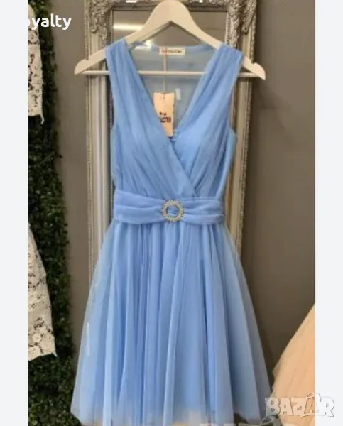 Дамска официална рокля от тюл синя, снимка 1
