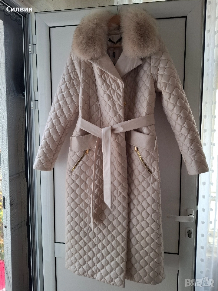 Дълго яке с яка от лисица , снимка 1