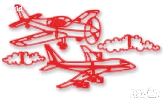 сет пачуърк щампи самолет облак пластмасови резци резец форма форми украса фондан торта печати, снимка 1