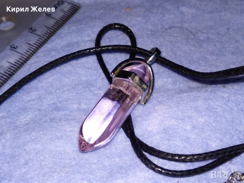 КРАСИВО СТИЛНО ХЕНД-МЕЙД ВИНТИДЖ КОЛИЕ с ПРОЗРАЧЕН ОГНЕН АМЕТИСТ 37032, снимка 1