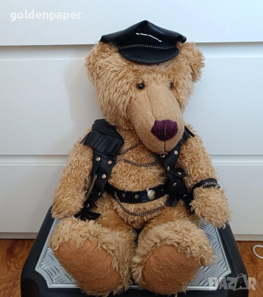 Плюшен мечок Моторджия 45 см употребяван с износване по кожата, снимка 1