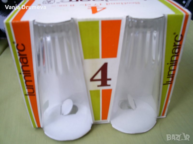 ретро сервиз стъклени чаши от Франция модел стъклени арки - нови, снимка 1