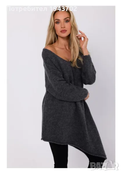 Асиметричен пуловер в цвят графит M769 MOE, снимка 1