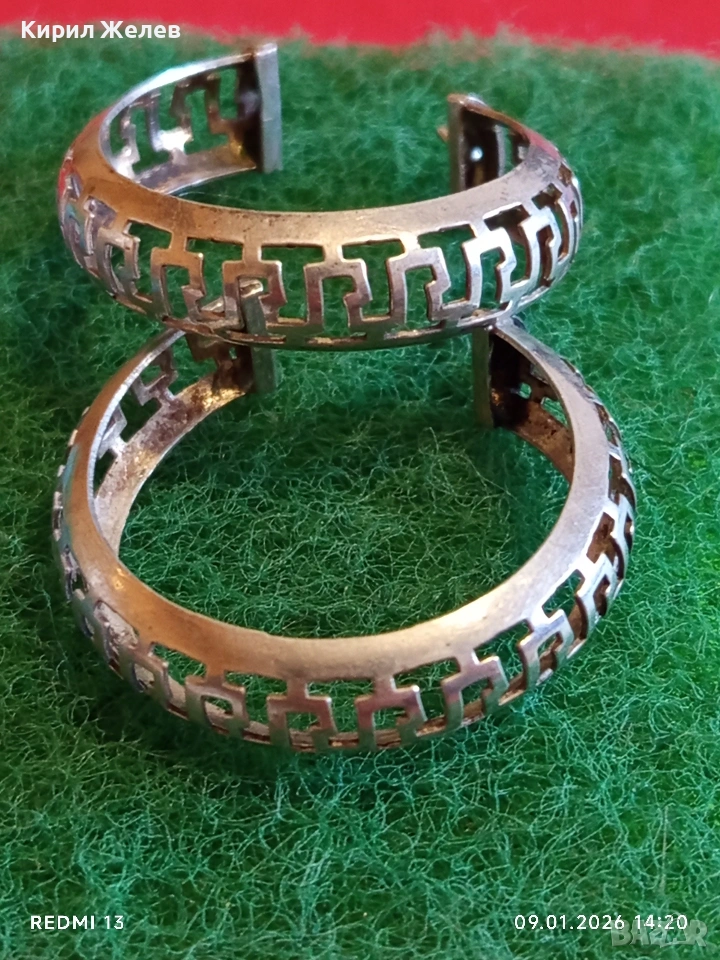 Сребърни обеци с дизайн Гръцки ключ символизира безкрайност и вечния поток на живота 51937, снимка 1