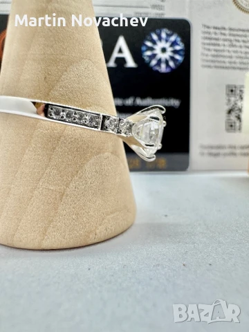 Сребърен пръстен с мойсанит (Диамант) 1 карат, снимка 4 - Пръстени - 50798776