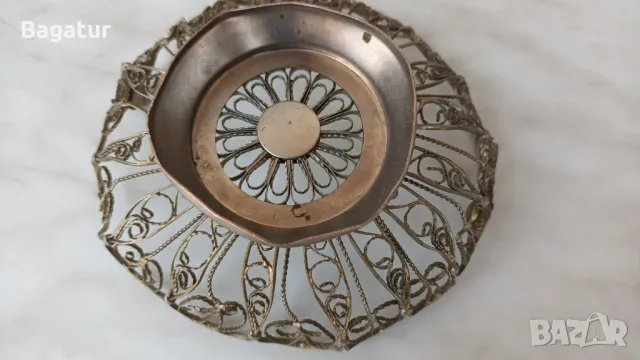 Стар,филигран,съд,панер,за бонбони, снимка 5 - Антикварни и старинни предмети - 48038032