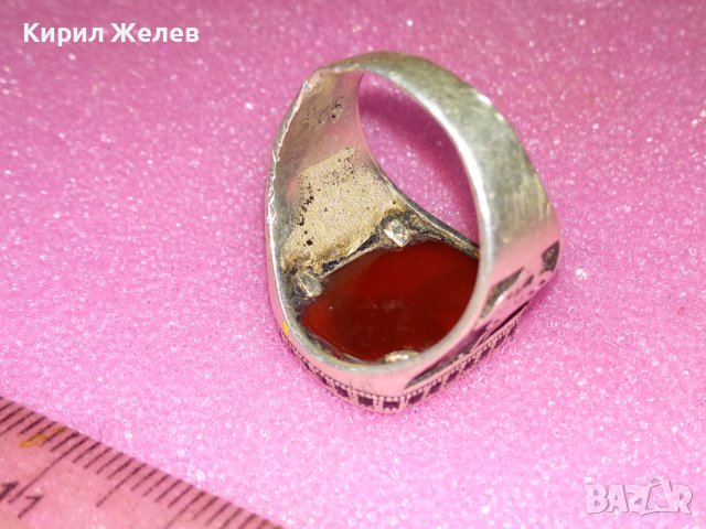 СКЪПОЦЕНЕН ТУРСКИ АРИСТОКРАТИЧЕН СРЕБЪРЕН ПРЪСТЕН СРЕБО 925 с ШЛИФОВАН КАРНЕОЛ СУЛТАНСКА ТУГРА 41968, снимка 10 - Пръстени - 44390755