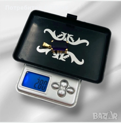 Златен медальон с аметист – 18K, снимка 6 - Колиета, медальони, синджири - 53266144