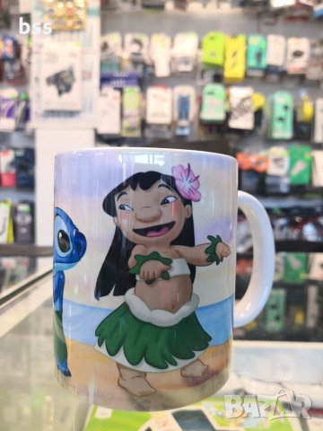 Бяла порцеланова чаша с изображение от детското филмче Лило и Стич / Lilo and Stitch, снимка 3 - Чаши - 35479059