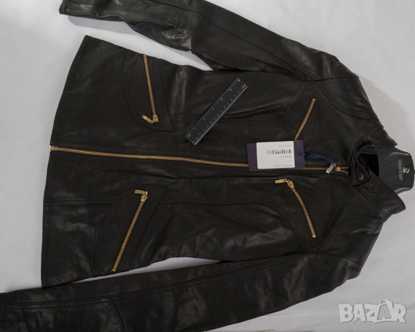 Черно кожено дамско яке марка Giorgio di Mare - S, снимка 4 - Якета - 30101343