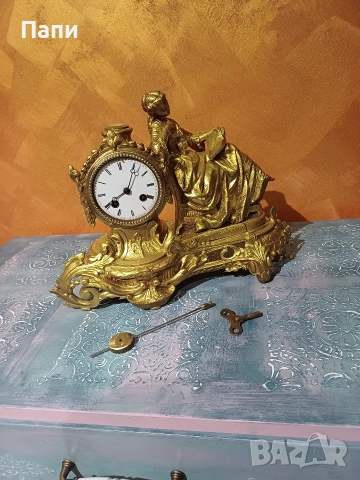 Фигурален, античен каминен часовник Diplan & Salles