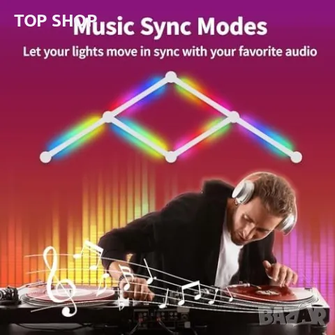 Нови Уникални LED Стенни Светлини KOBAIBAN - Ритъм, Цветове, Декор, снимка 4 - Лампи за стена - 49321347