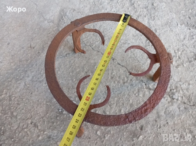 Стар кован сажек, ковано желязо, примитив пиростия за меден съд, снимка 3 - Антикварни и старинни предмети - 52432294