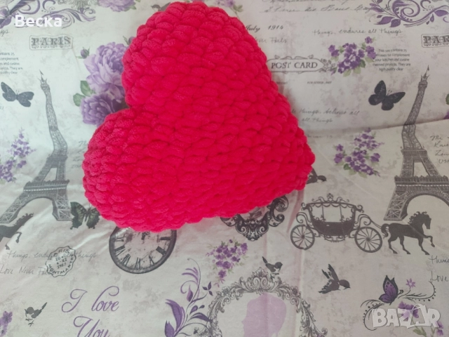 💖 Ръчно изработена възглавничка-сърце! 💖, снимка 2 - Спално бельо и завивки - 52322950