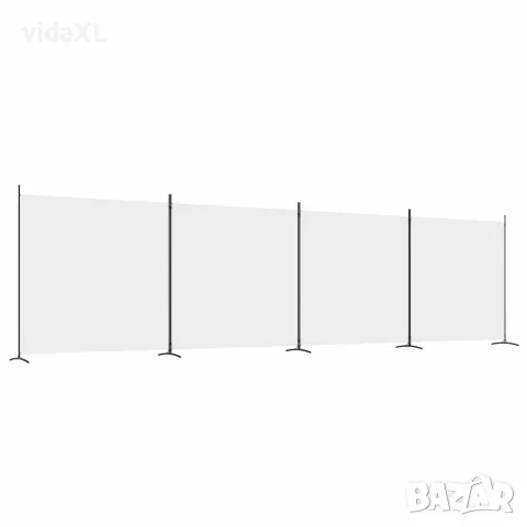 vidaXL Параван за стая, бял, 4 панела, 698x180 см, плат