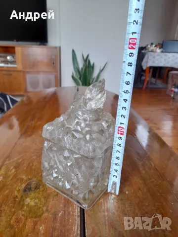 Стара стъклена захарница #6, снимка 3 - Антикварни и старинни предмети - 47760438