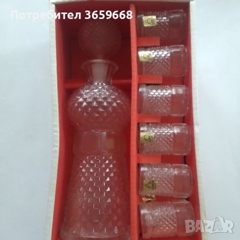 Гарафа + 6 чаши за ликьор, НОВИ,от Австрия,от 70-те