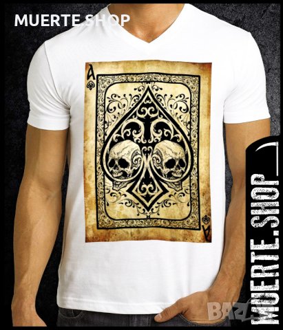 Тениска с щампа SKULL ACE OLD