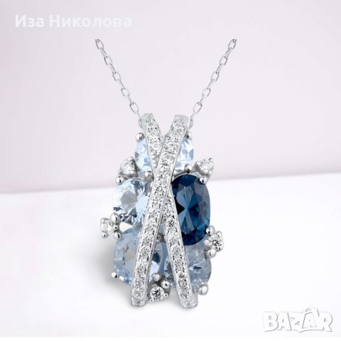 Обици и колие със сапфири, снимка 4 - Бижутерийни комплекти - 39446680