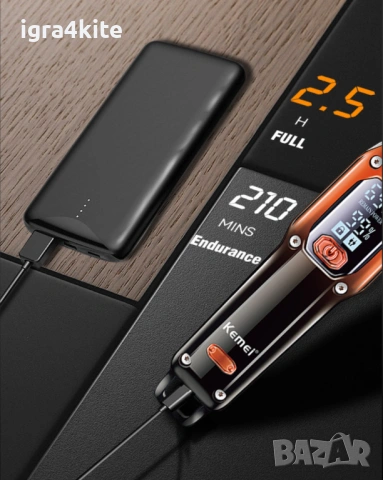 ТОП ЦЕНА Машинката-тример за бръснене или подстригване от Kemei с 2 скорости Kemei KM-658, снимка 7 - Машинки за подстригване - 53933970