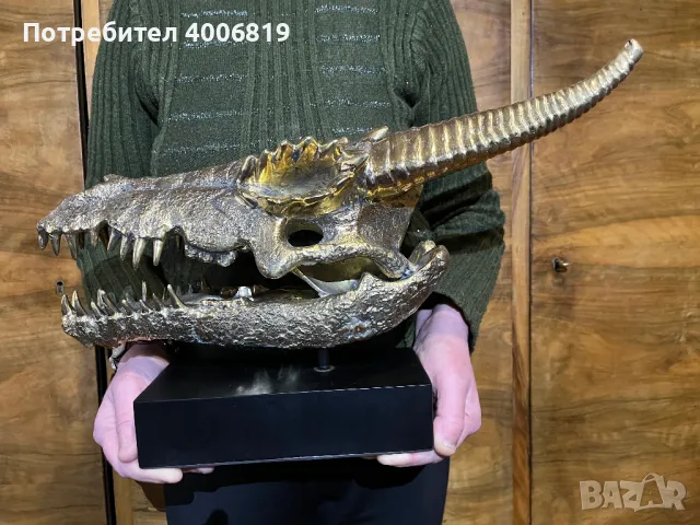 Декорация,скулптура глава на дракон от полиран бронз ХХL, снимка 9 - Декорация за дома - 49322064