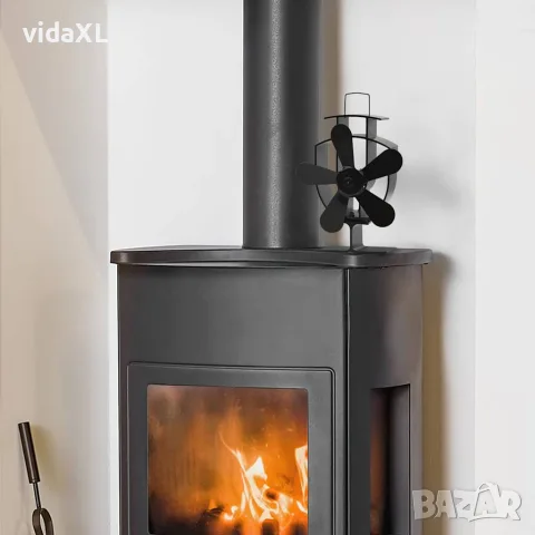 vidaXL Вентилатор за печка за топъл въздух, 5 перки, черен, снимка 6 - Вентилатори - 56147722