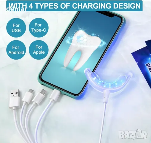 Комплект за избелване на зъби Riatanxi: 5×3 ml избелващи гел химикалки, 16X синя LED светлина, снимка 4 - Други - 49244976