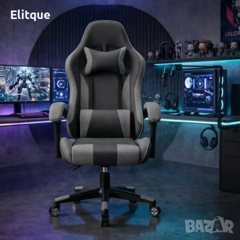 Ергономичен офис и геймърски сив стол – Максимален комфорт за гърба и врата, регулируем, снимка 7 - Други стоки за дома - 54211954