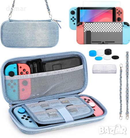 Комплект 13 в 1 дънков калъф и аксесоари за Switch 