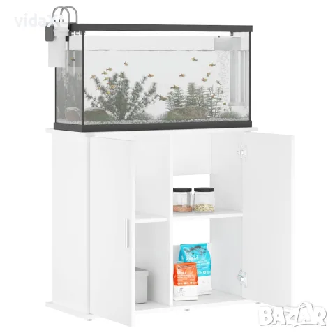 vidaXL Поставка за аквариум, бяла, 81x36x73 см, инженерно дърво, снимка 3 - Аквариуми - 56148097