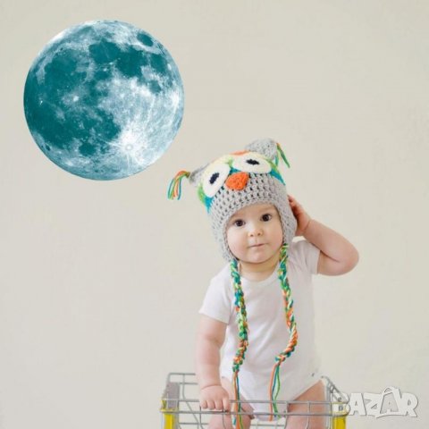 Фосфорен Светещ Лунен 3D стикер за стена за детска стая, снимка 9 - Декорация за дома - 30769368