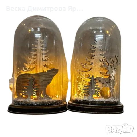 Коледна магия под стъклен купол - LED декорация, снимка 6 - Други - 47767156