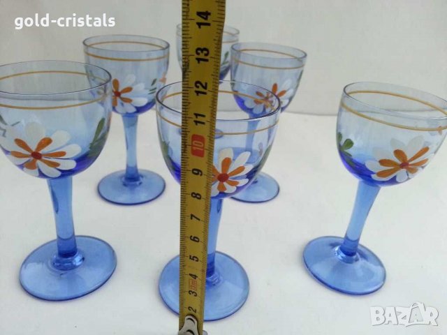 Чашки за ракия цветно синьо стъкло , снимка 3 - Антикварни и старинни предмети - 31029157