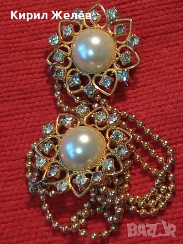 ЕФЕКТНА ПОЗЛАТЕНА ВИНТИДЖ АРТ СТИЛ ДВОЙНА БРОШКА с ВЕРИЖКИ РЯДЪК МОДЕЛ с ИСКРЯЩИ КРИСТАЛИ 75511, снимка 14 - Други - 48734396