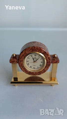 Vintage, миниатюрен , колекционерски, настолен , кварцов часовник, изработен от месинг и мрамор , снимка 5 - Будилници и настолни часовници - 56012203