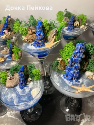 Декорация в чаша със скандинавски мъх и епоксидна смола, снимка 4 - Стайни растения - 47478962