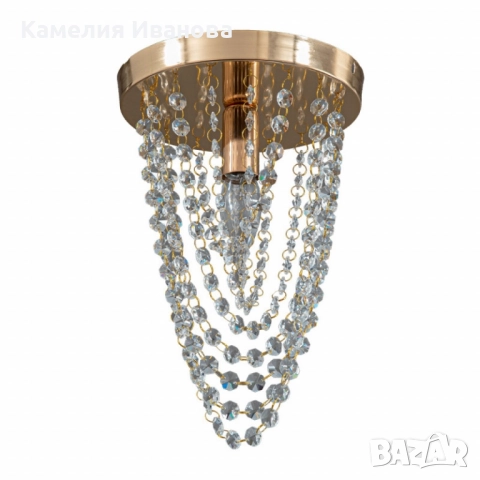 Луксозен плафон с кристали – впечатляващ светлинен ефект дори в малки помещения, снимка 3 - Полилеи - 52081526