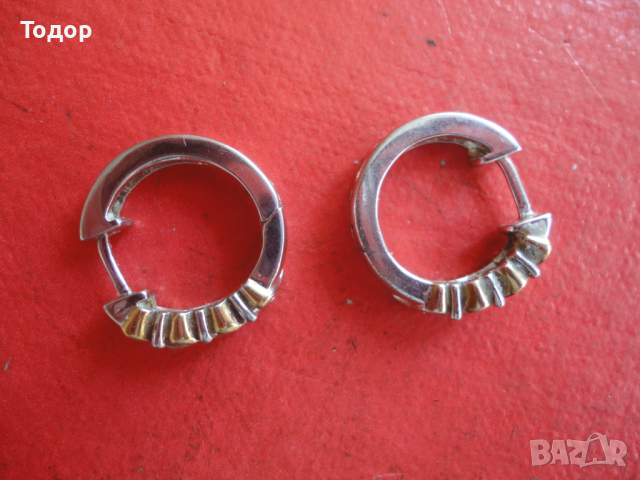 Страхотни сребърни обеци обици с камъни и позлата  2, снимка 5 - Обеци - 44761997