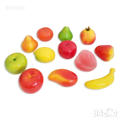 6084 Мини комплект изкуствени плодове за украса, 12 броя