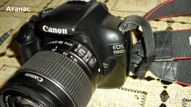 Фотоапарат DSLR Canon EOS 1100D + EF-S 18-55 IS II  , снимка 2 - Фотоапарати - 51426281