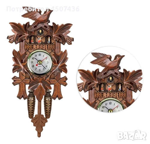 Дървен Тих кварцов часовник с махало,традиционен шале,ръчно изработен, снимка 5 - Стенни часовници - 52944027