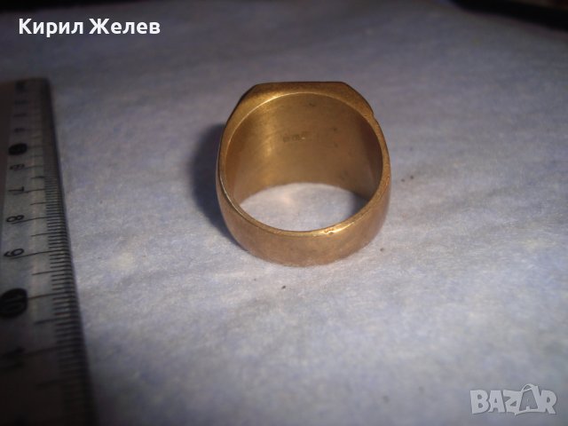 СТАР ПОЗЛАТЕН БРОНЗОВ РЕТРО АРТ ДЕКО ПРЪСТЕН с ПЕЧАТИ 18К 750 за КОЛЕКЦИЯ МАЙСТОРСКА ИЗРАБОТКА 24260, снимка 3 - Антикварни и старинни предмети - 37395518