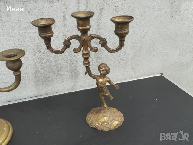 Месингов свещник 3ка, месингов свещник единичка , швейцарска хлопка , снимка 10 - Антикварни и старинни предмети - 51075409