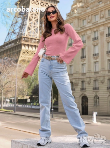 Дамска блуза с оребрени ръкави Chanelle, 3цвята , снимка 2 - Блузи с дълъг ръкав и пуловери - 54150709