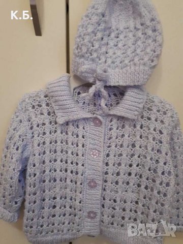 Кокетно плетено комплектче р-р 62/68, снимка 1