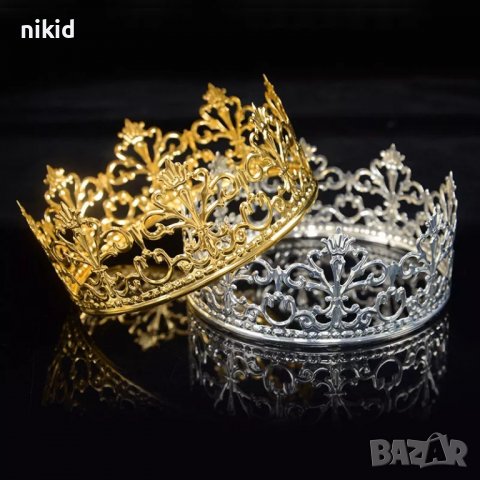 Корона Тиара метална за украса декор на торта парти сребрист златист меден цвят, снимка 7 - Други - 27713898