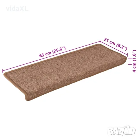 vidaXL Изтривалки за стълби, 30 бр., 65x21x4 см, кафяви, с правоъгълен кант, снимка 8 - Изтривалки - 56147153